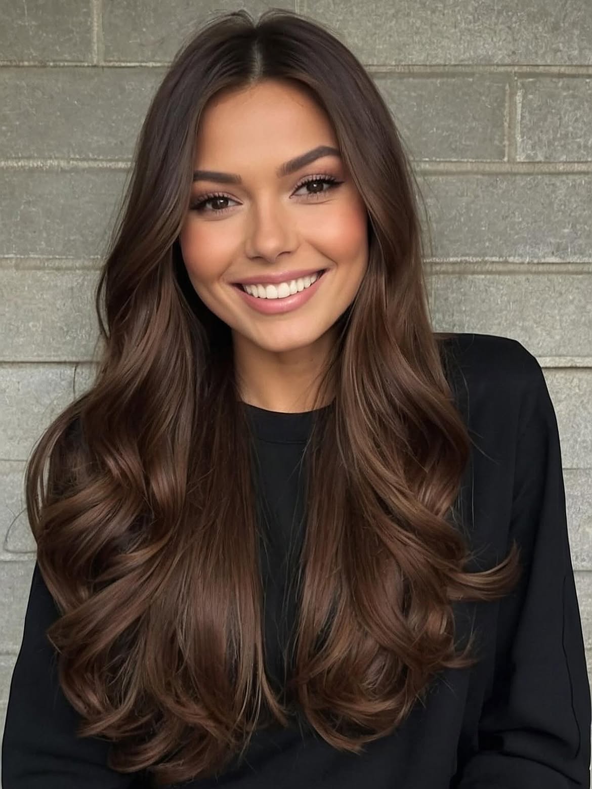 Luxurious Chocolate Brown Waves With Face Framing Layers