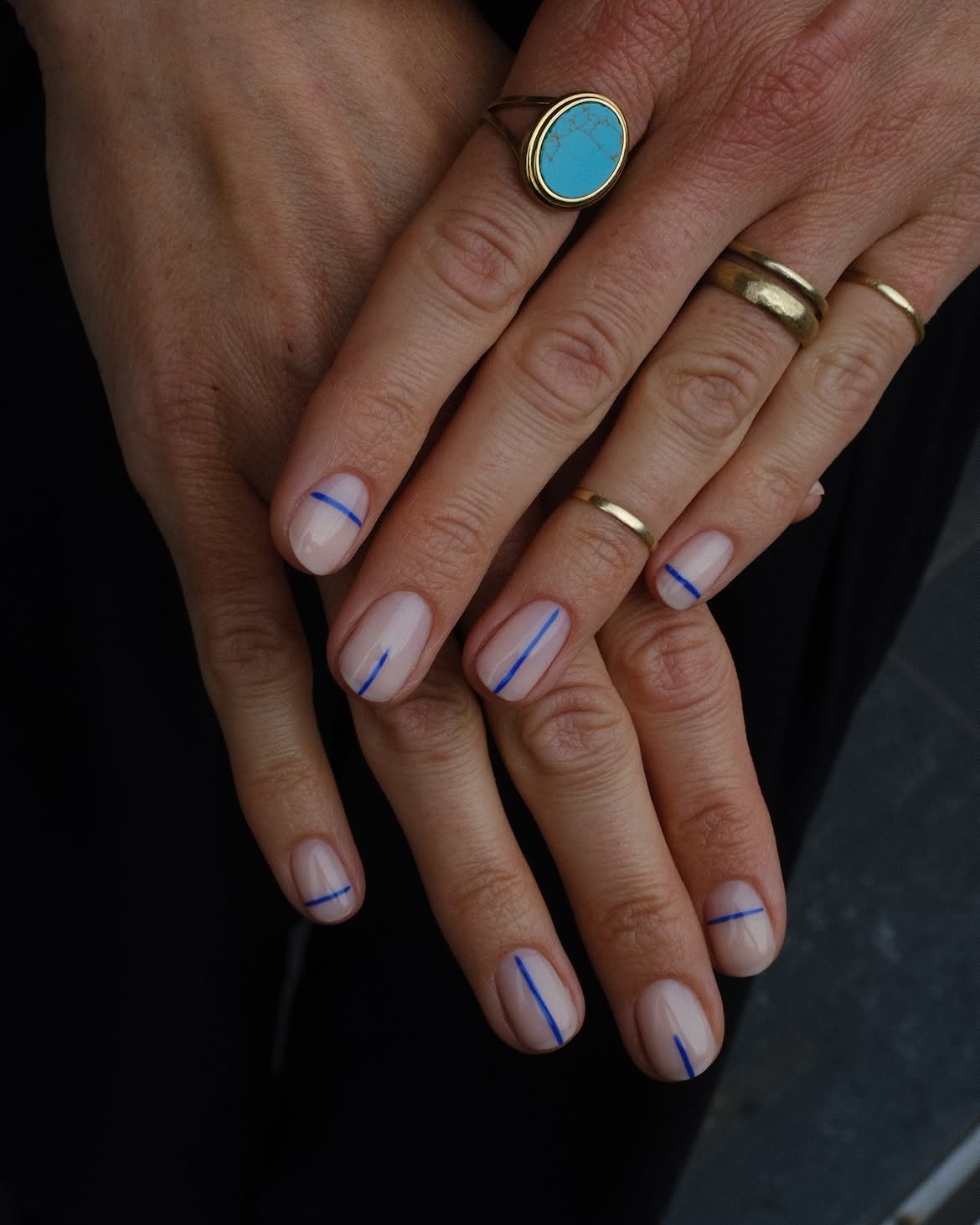 Minimalist Blue Line Accent Nails