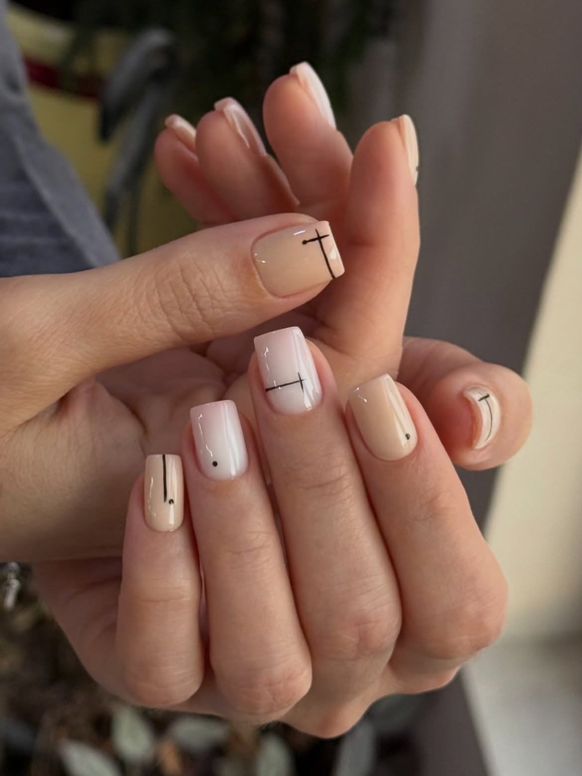 Minimalist Nude and White Geometric Line Art