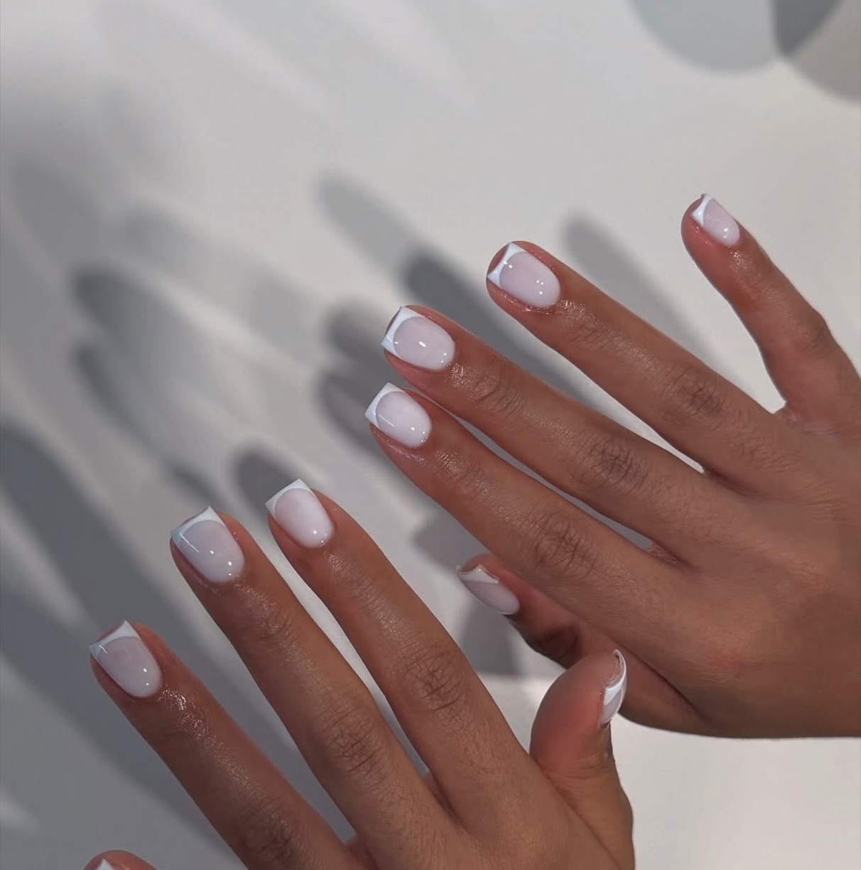 Modern Milky French Tips with Glossy Finish