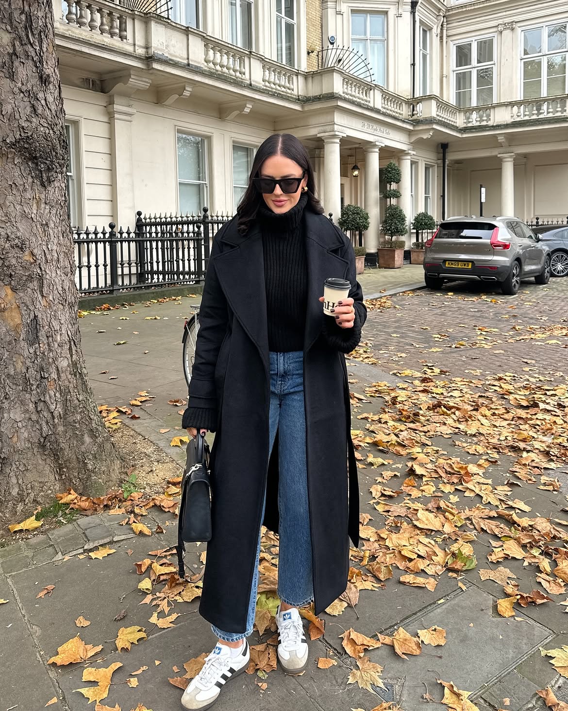 Monochrome Black Coat And Jeans Winter Outfit