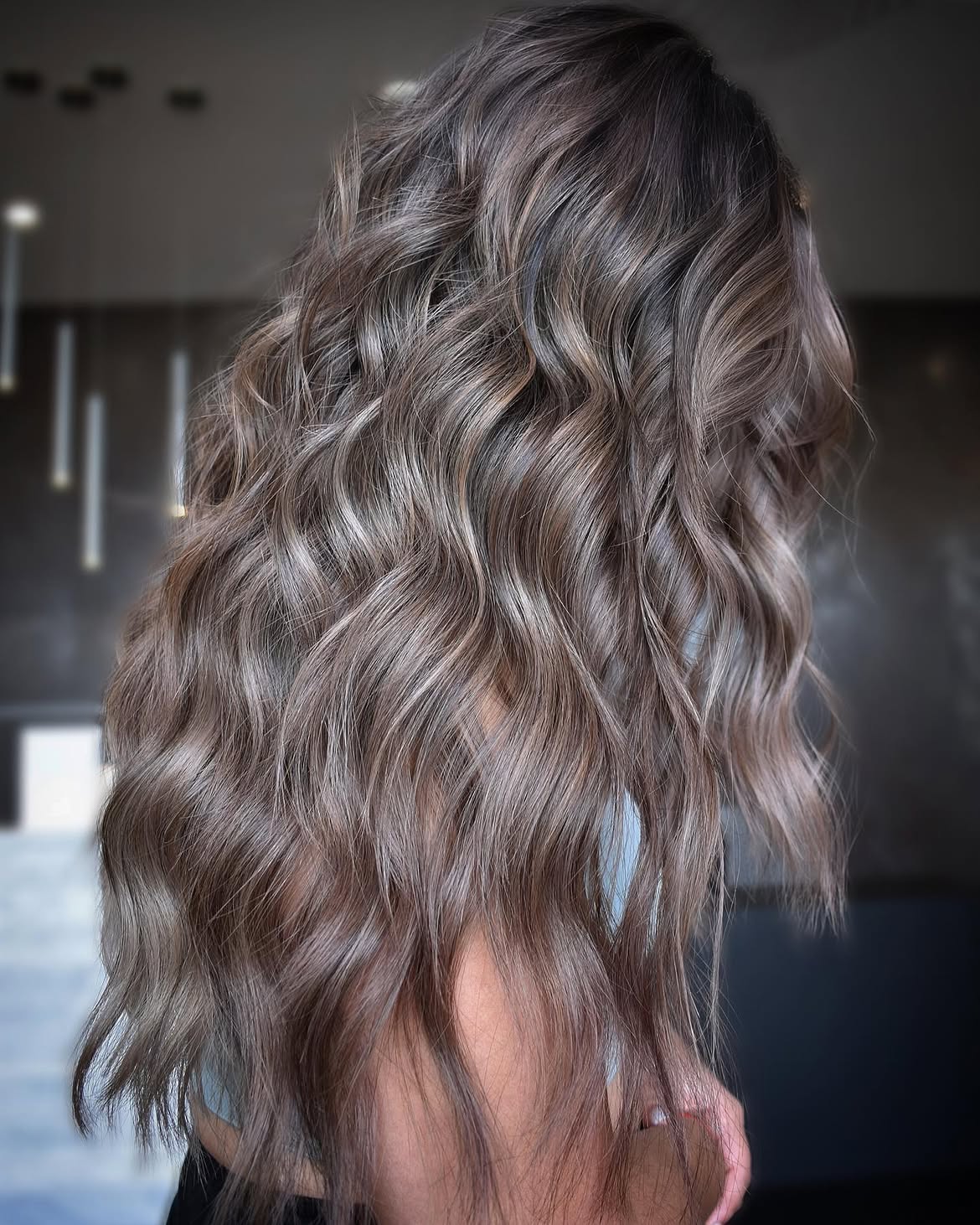 Mushroom Brown Lived-In Waves On Long Layers