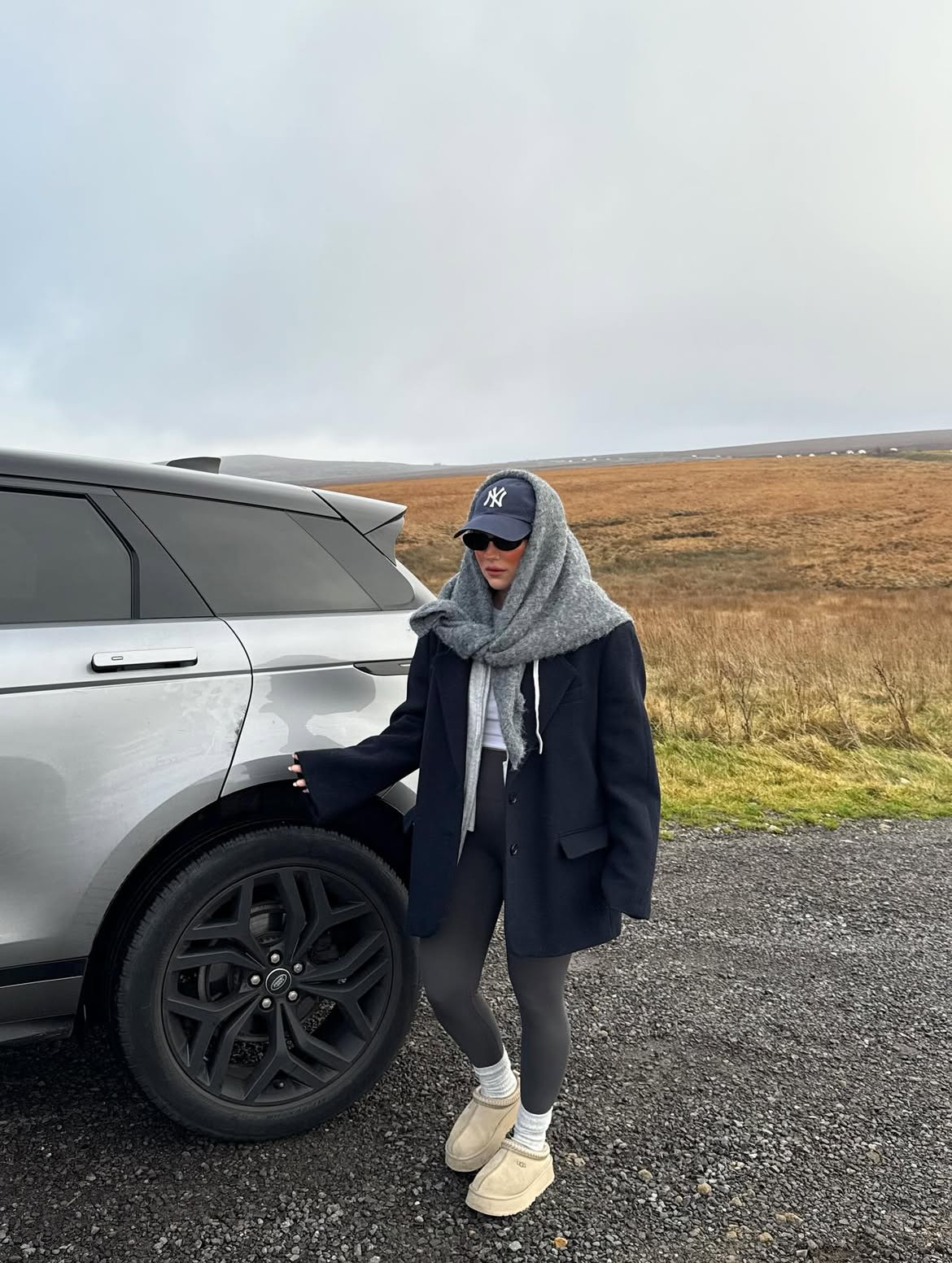 Navy Blazer And Leggings Cozy Travel Outfit