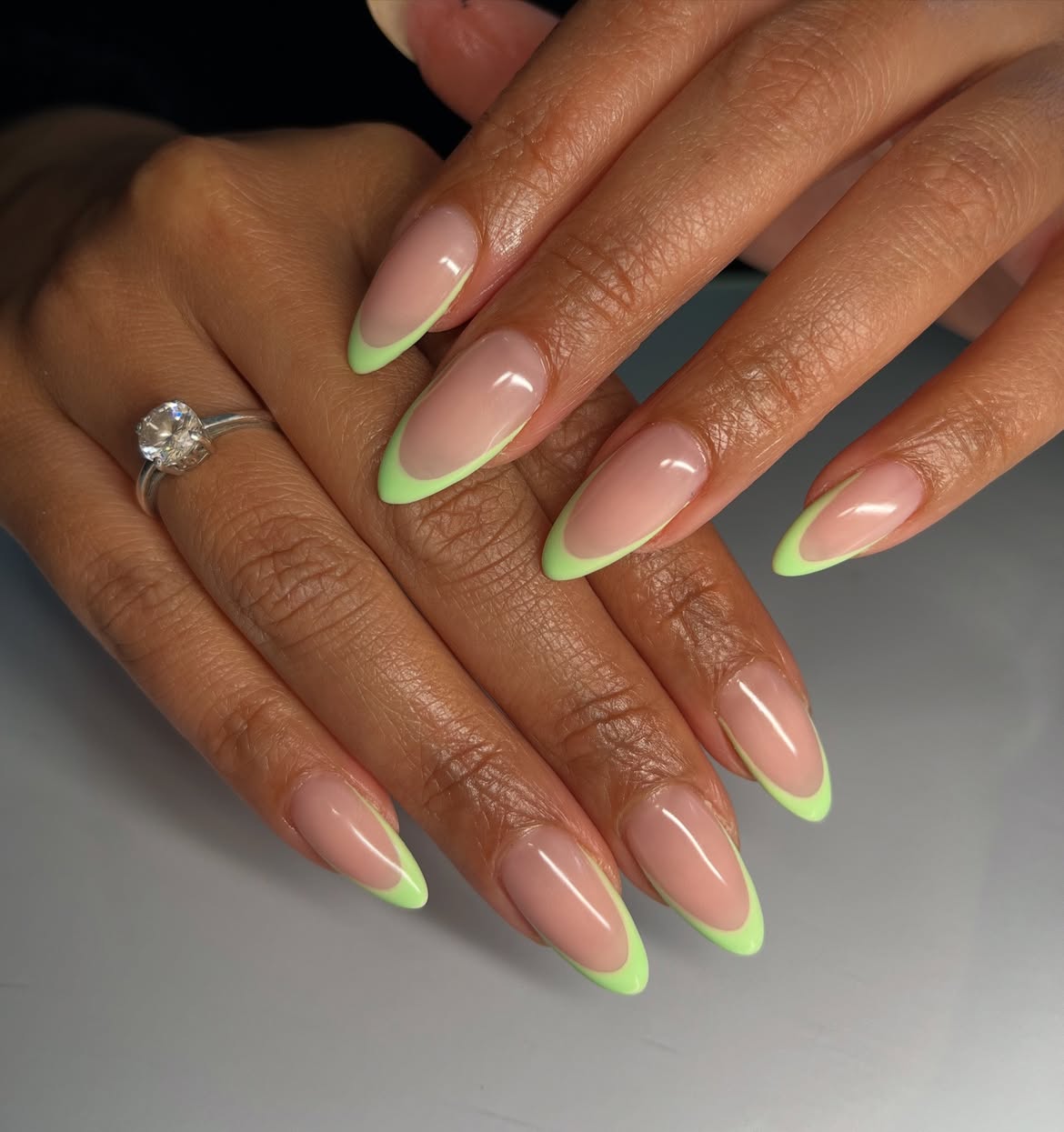 Neon Green Tip Classic French Manicure