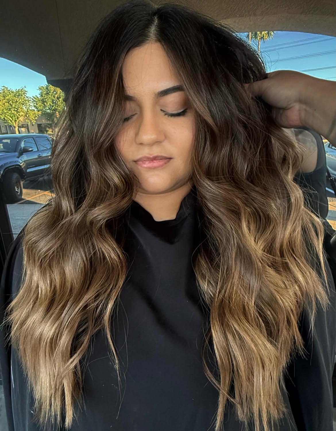 Rich Brunette To Caramel Ombre With Waves