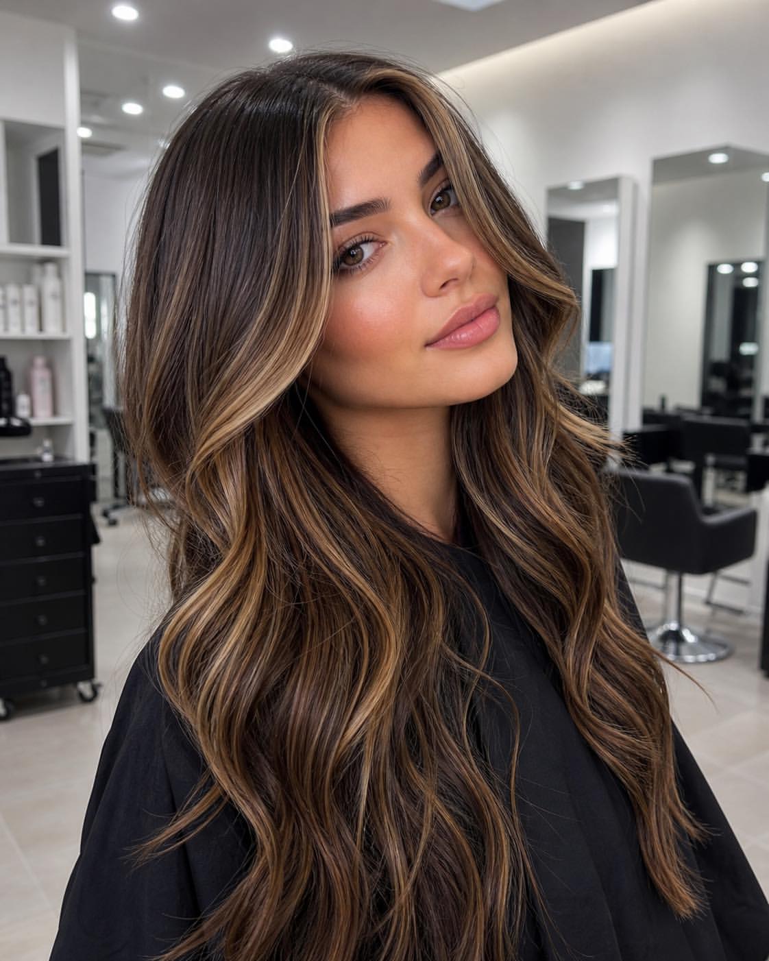 Rich Caramel Balayage With Face Framing Highlights