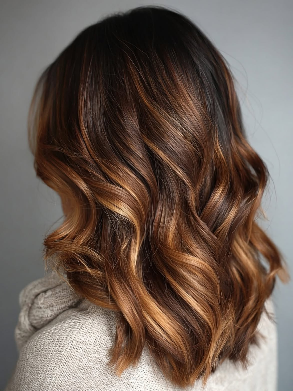 Rich Caramel Balayage With Soft Wavy Layers
