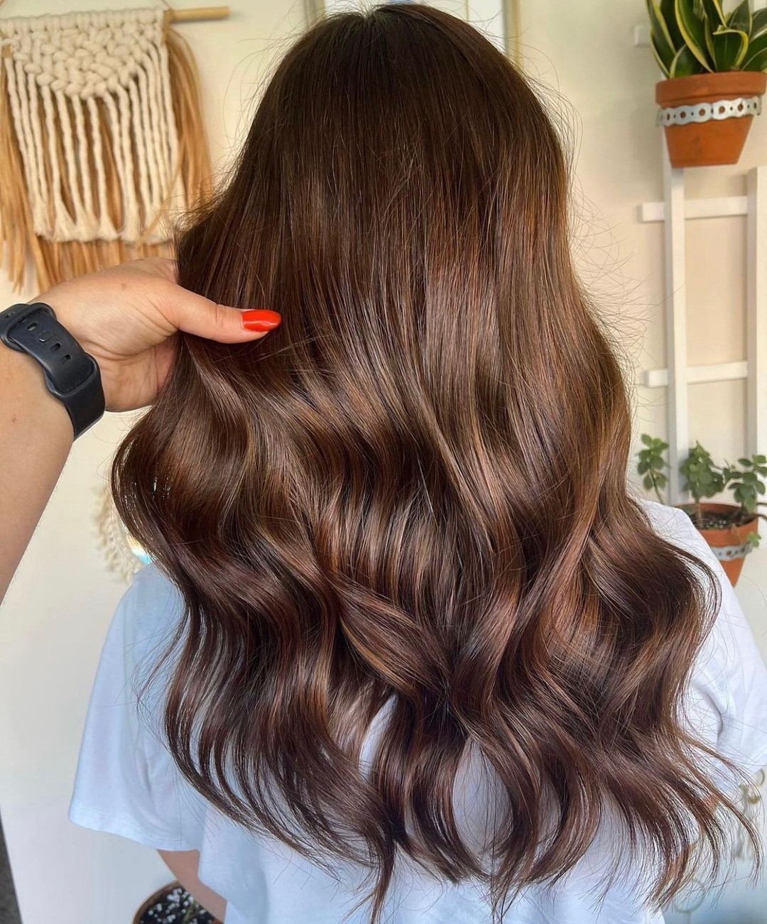 Rich Chestnut Brown Waves With Glossy Finish