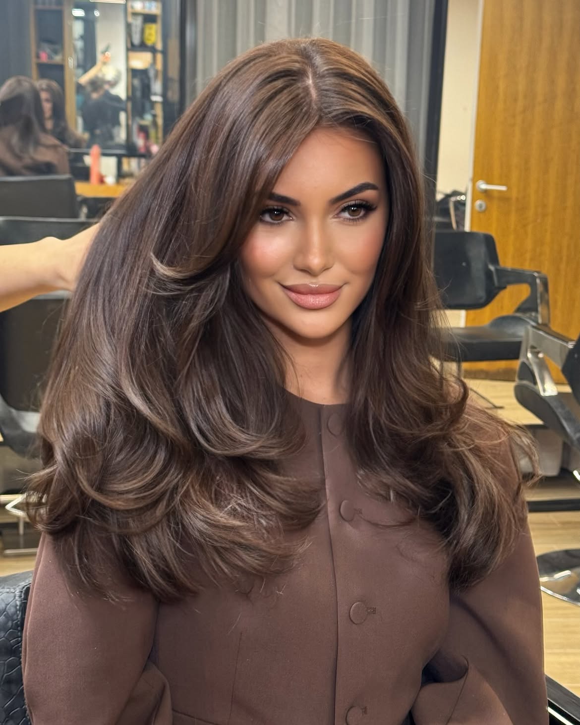 Rich Chocolate Brown Layers With Face Framing