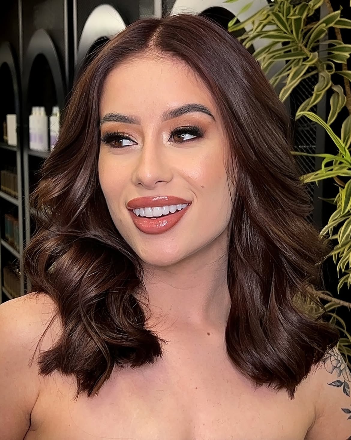 Rich Chocolate Brown Waves With Face Framing Layers