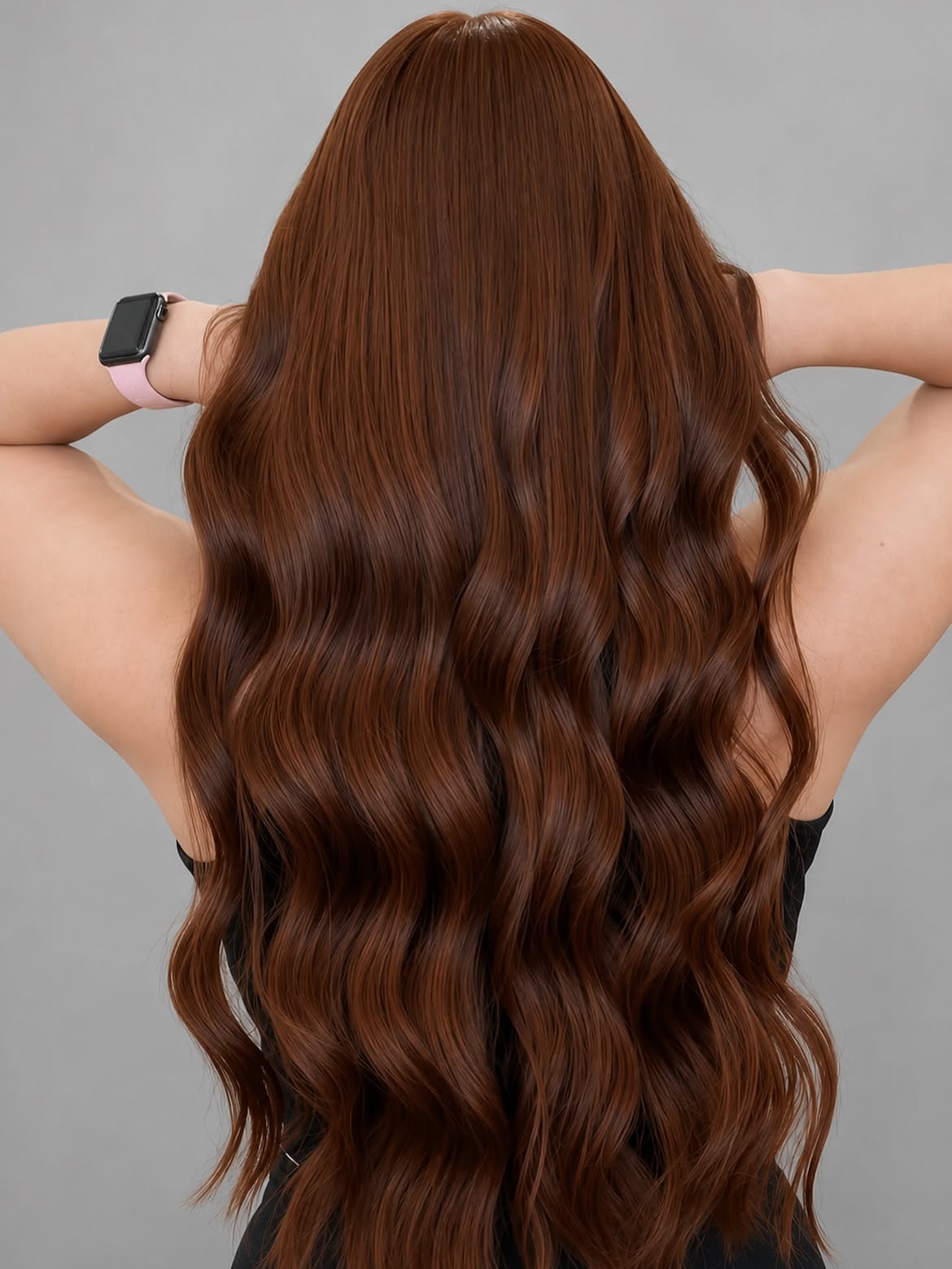 Rich Copper Brown Glossy Waves
