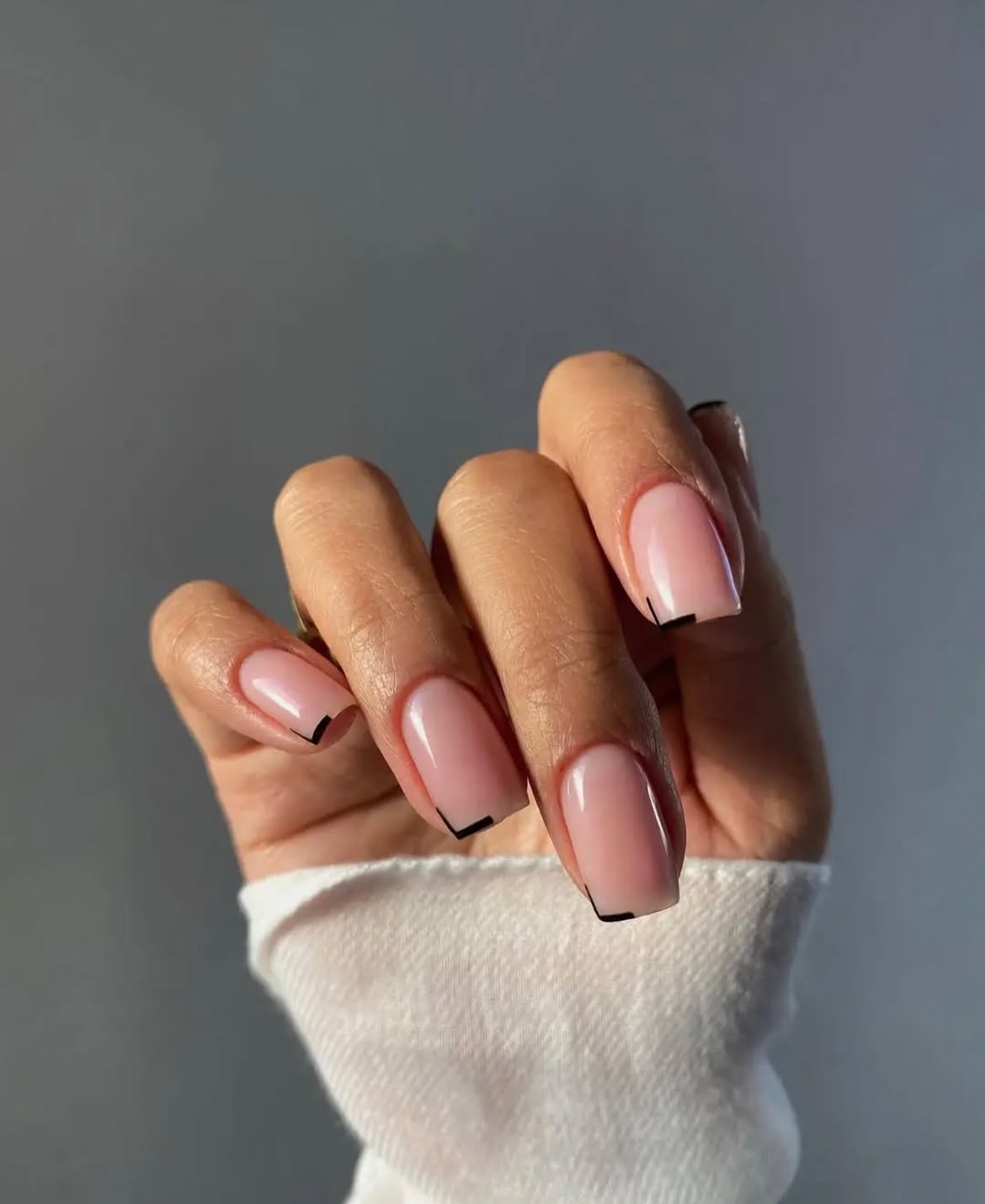 Sheer Pink Modern French Manicure