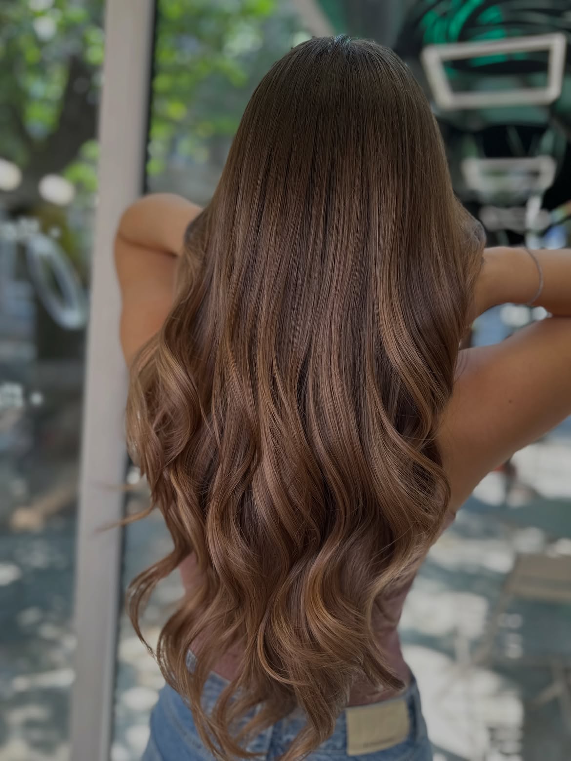 Soft Caramel Balayage On Long Wavy Hair