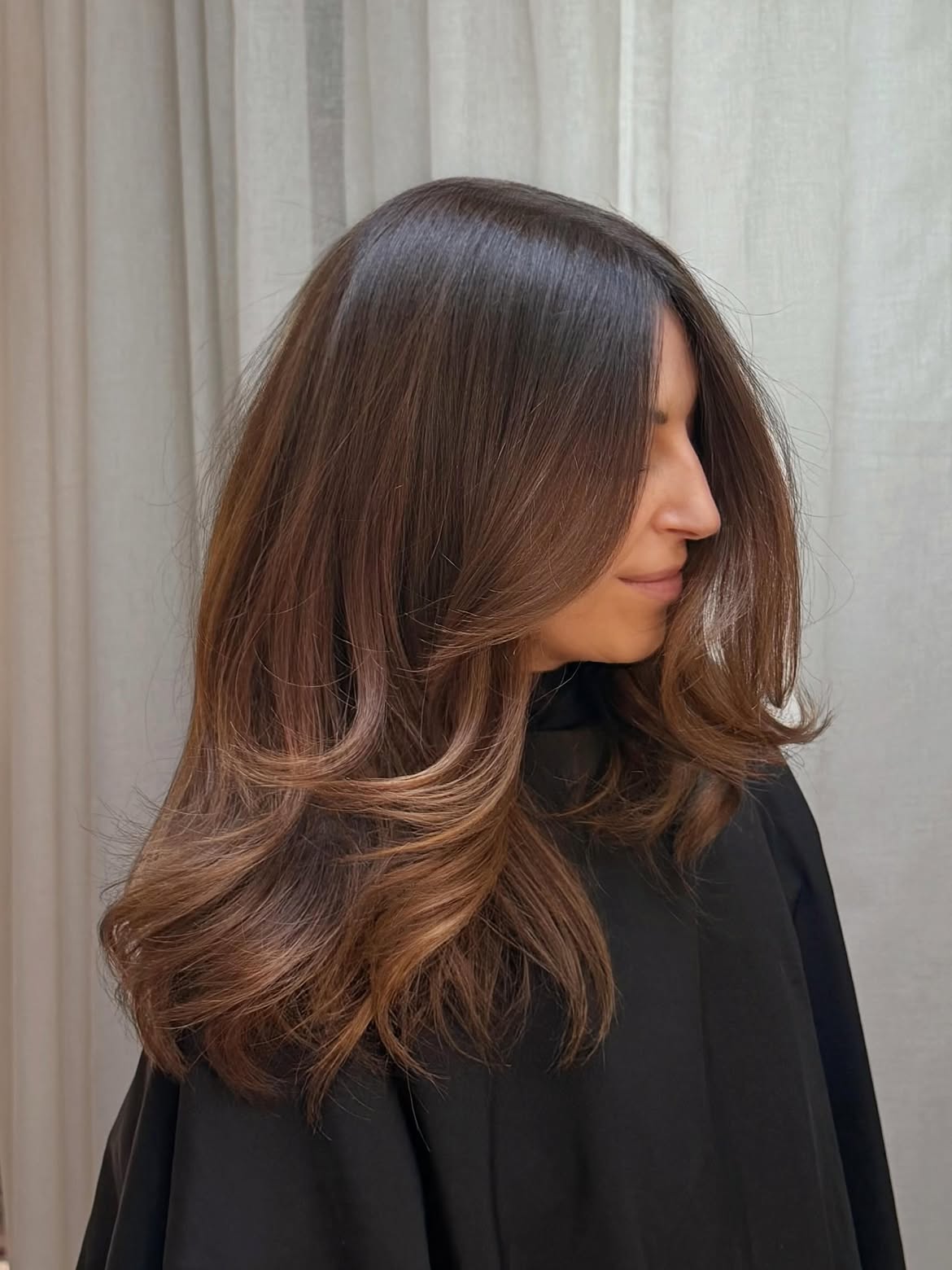 Soft Caramel Balayage With Face Framing Layers
