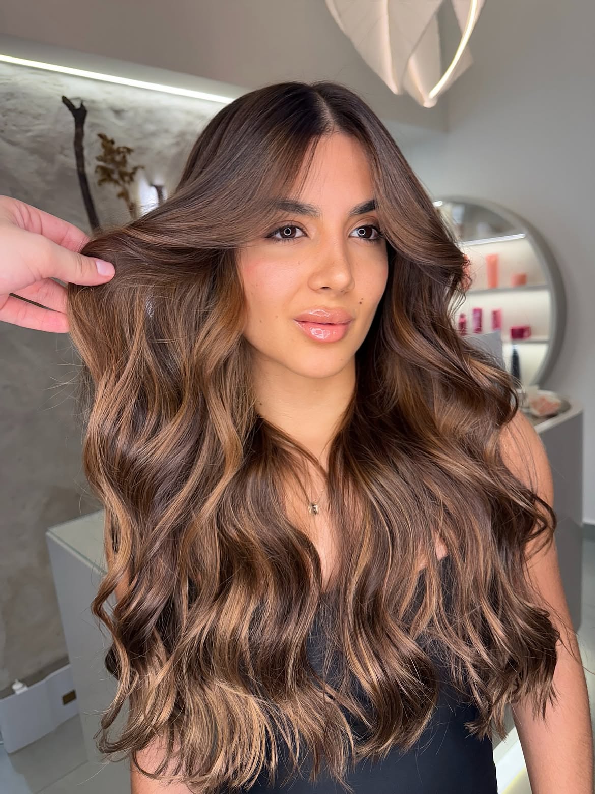 Soft Caramel Balayage With Face Framing Layers