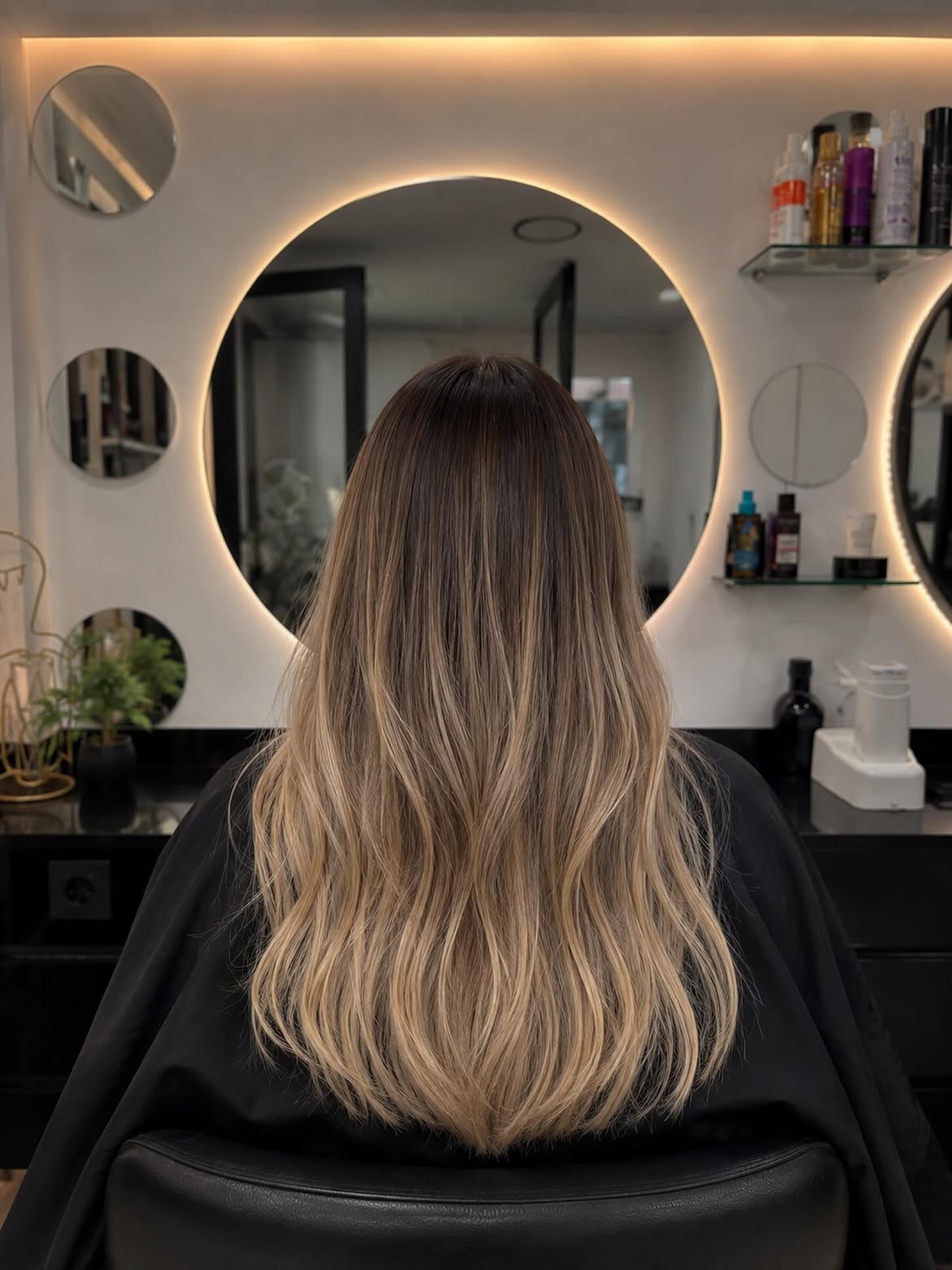 Soft Caramel Ombre On Long Layered Hair