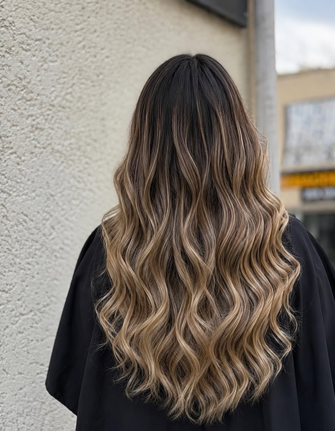 Soft Caramel Ombre Waves On Long Layers