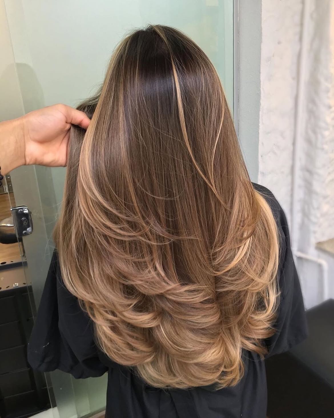 Soft Caramel Ombre With Cascading Layered Ends