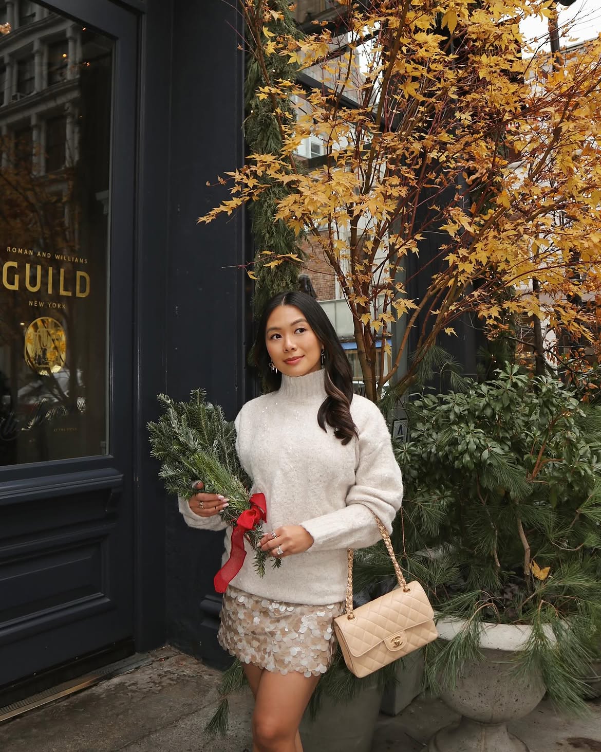 Sparkly Mini Skirt With Cozy Turtleneck Sweater