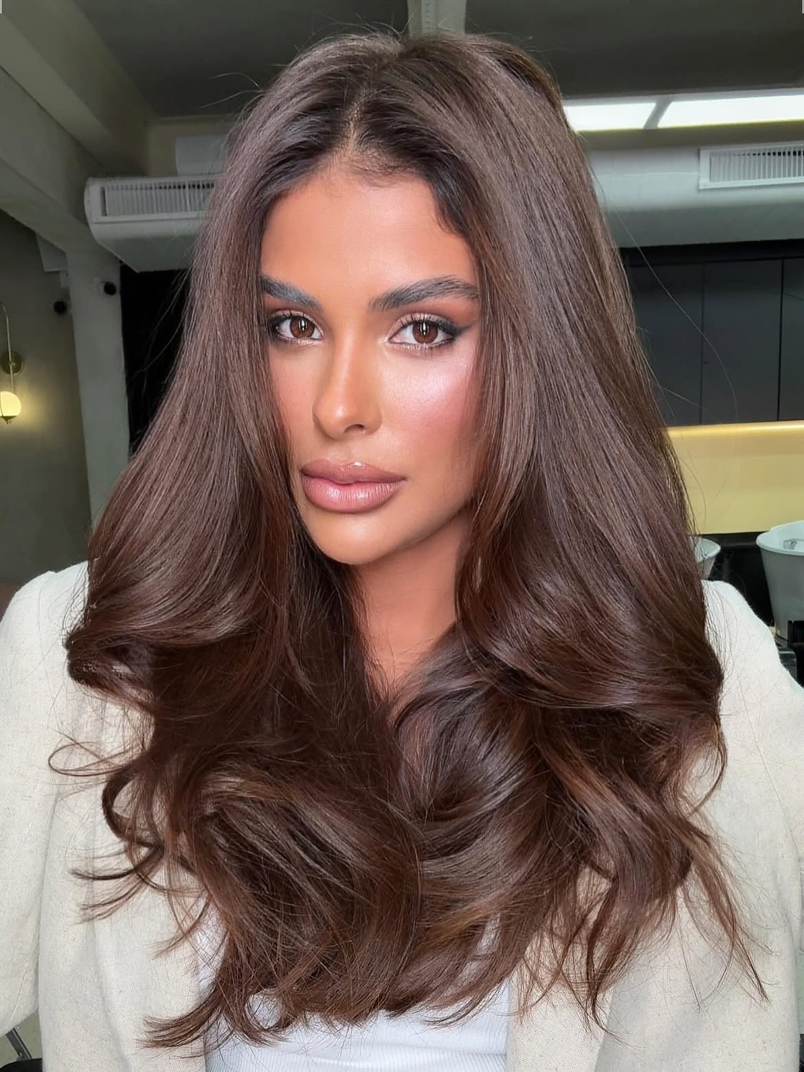 Voluminous Chocolate Brown Layers With Center Part