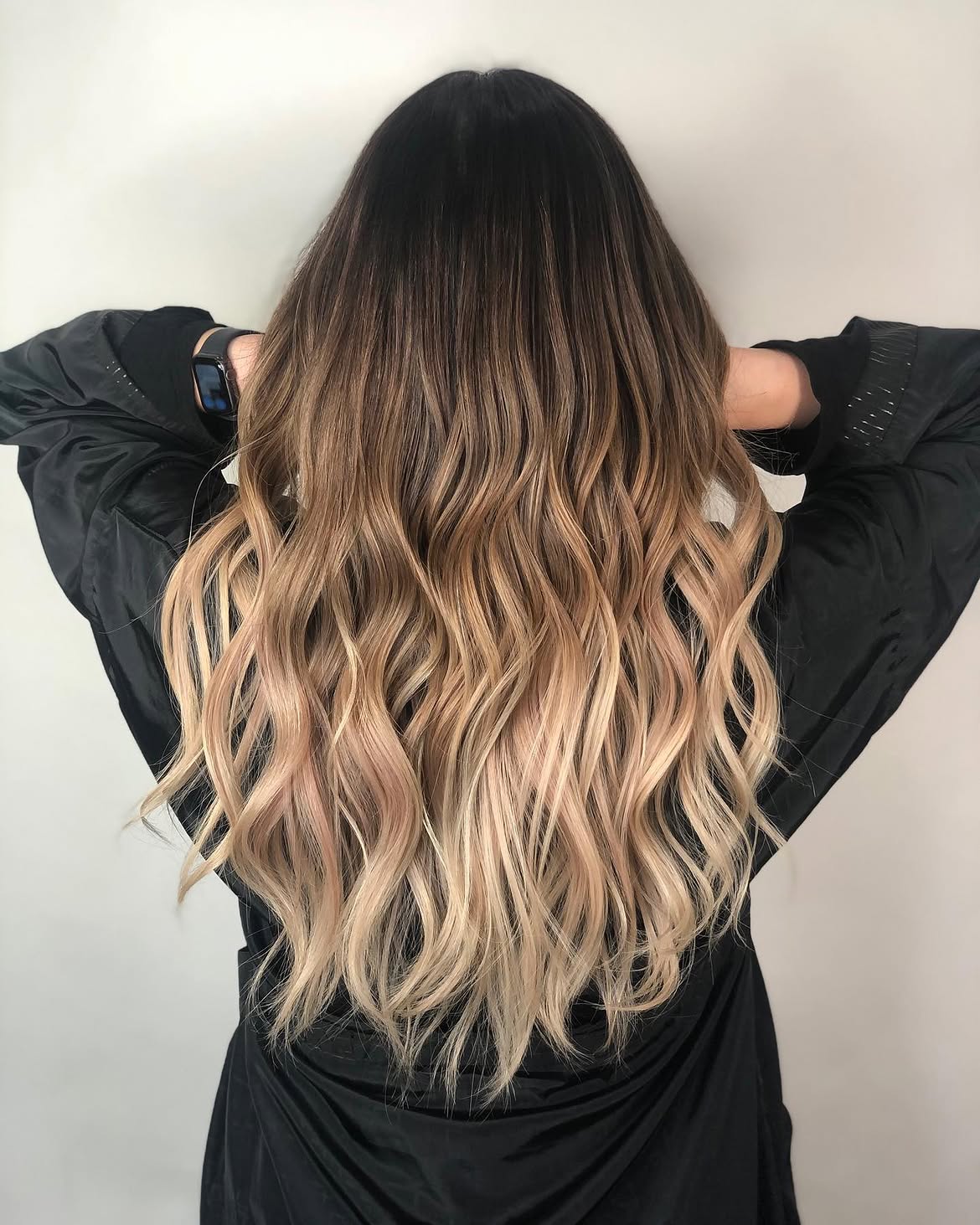 Warm Honey Blonde Ombre On Dark Hair