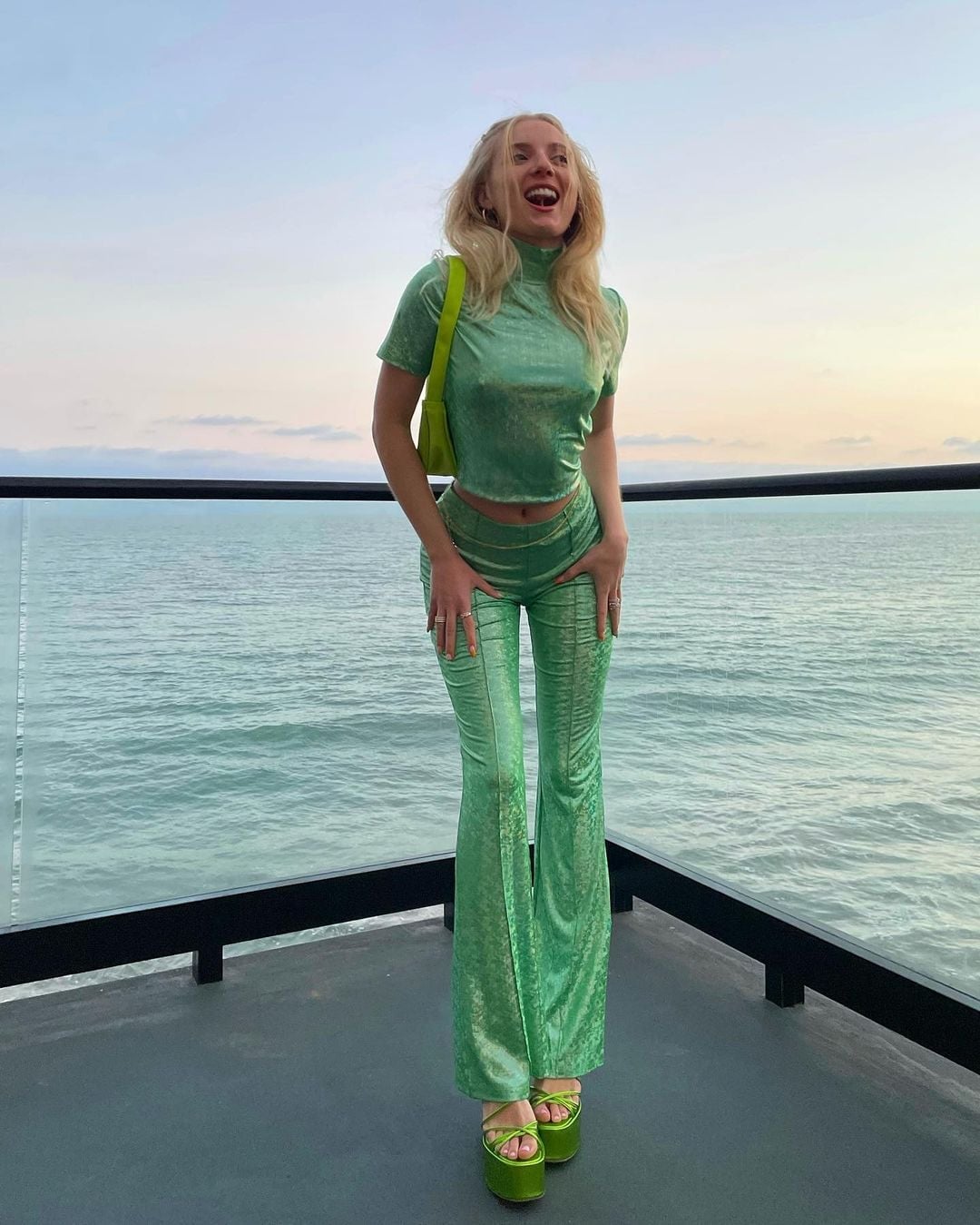 Metallic green matching set for evening Metallic green matching set for evening — 2000s Outfits