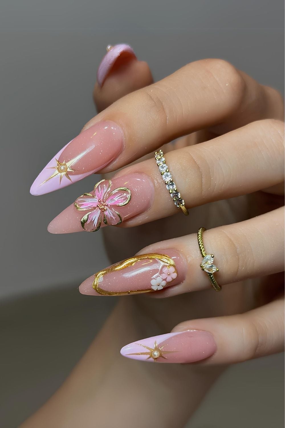 Long Stiletto Nails with Delicate 3D Floral Designs Long Stiletto Nails with Delicate 3D Floral Designs — 3D Nails