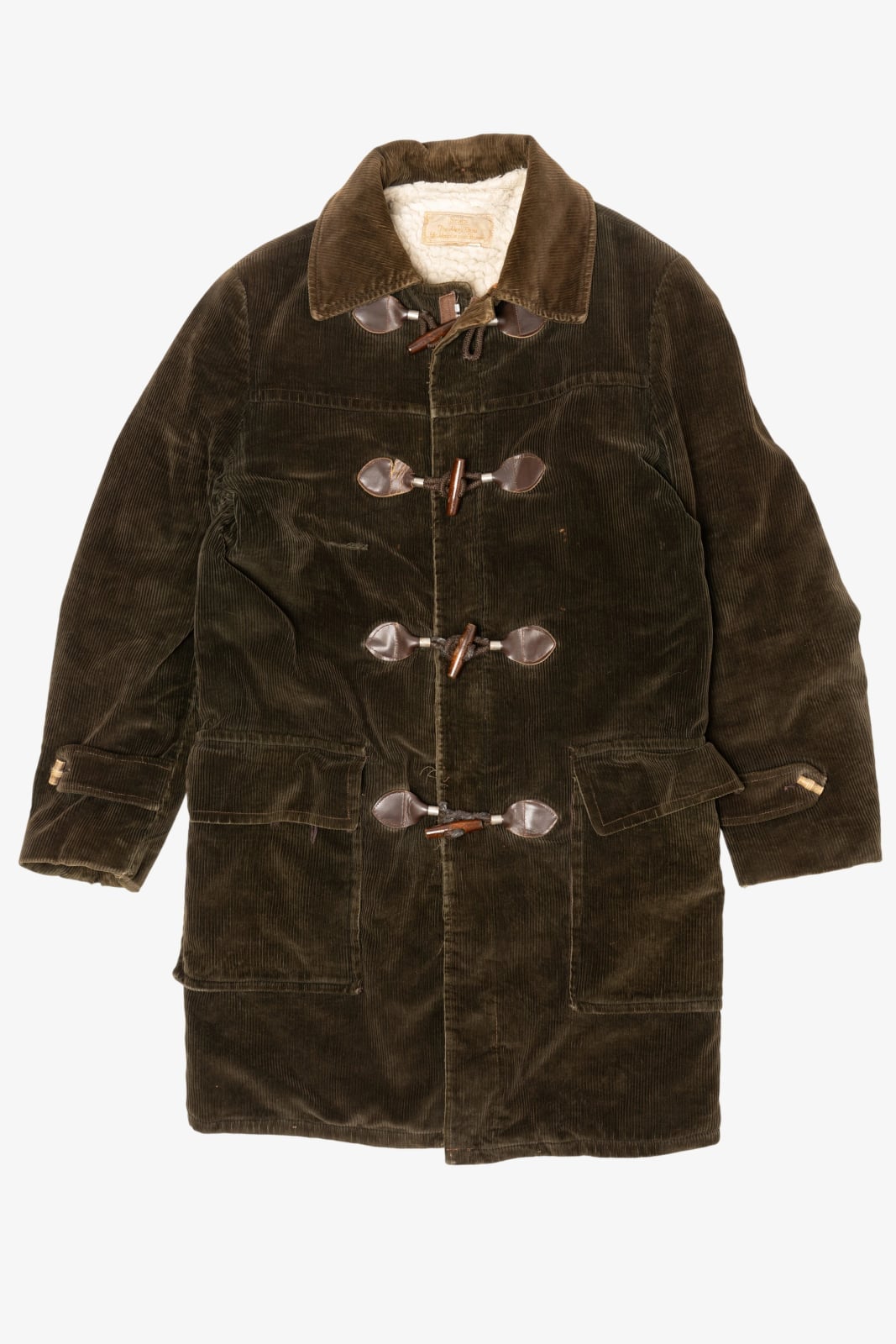 Shearling Lined Corduroy Duffle Coat, Close-Up Take Shearling Lined Corduroy Duffle Coat, Close-Up Take — 70s Outfits