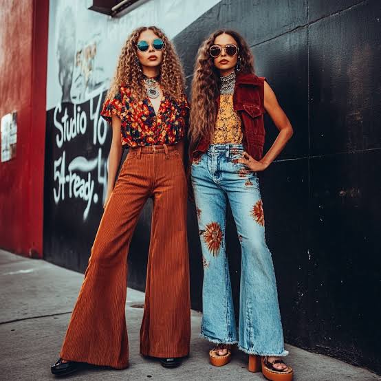 Corduroy Flared Pants With Floral Blouse Corduroy Flared Pants With Floral Blouse — 70s Outfits