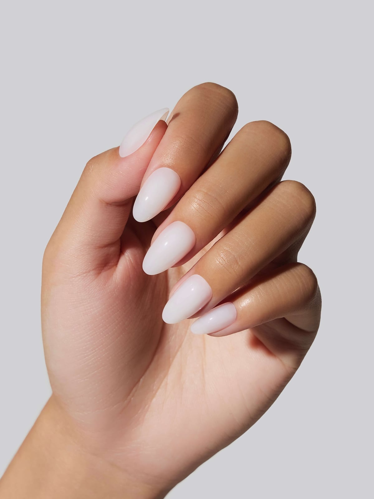 Matte Milky White Short Almond Nails, With A Clean Cuticle Line Matte Milky White Short Almond Nails, With A Clean Cuticle Line — Acrylic Nails Almond