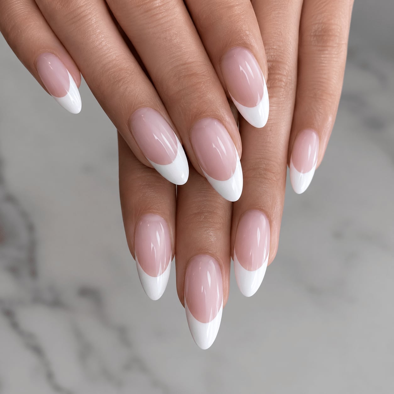 Classic French Short Almond Nails Classic French Short Almond Nails — Acrylic Nails Almond