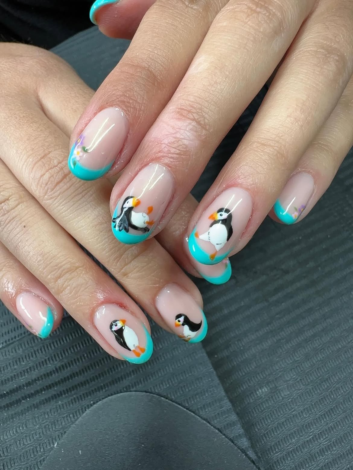 Adorable Penguin French Tip Nail Art