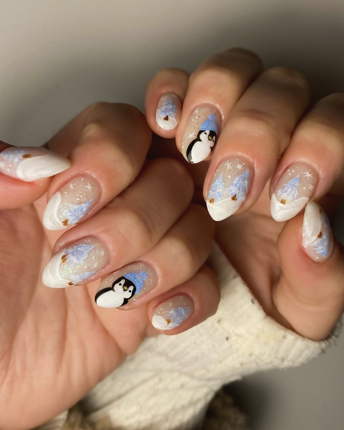 Adorable Penguin Winter Wonderland Nail Art