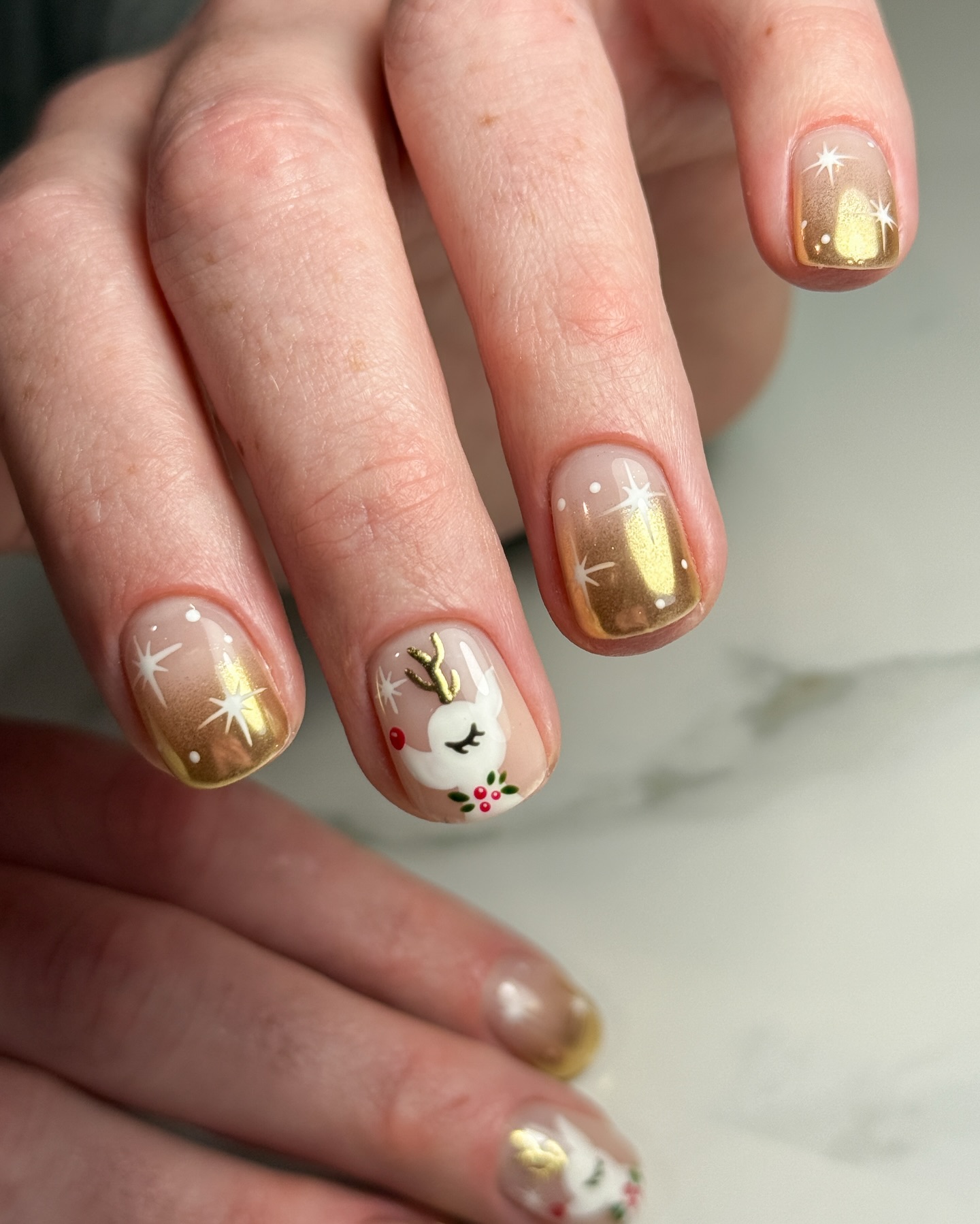 Adorable Reindeer Christmas Nail Art