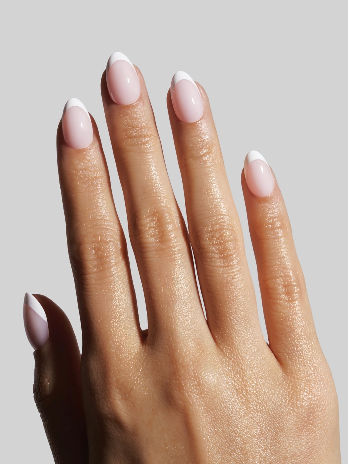 Glossy Pink French Tip Short Almond Glossy Pink French Tip Short Almond — Almond French Tip Nails