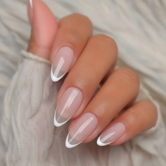 Classic White French Soft Almond Oval Classic White French Soft Almond Oval — Almond French Tip Nails