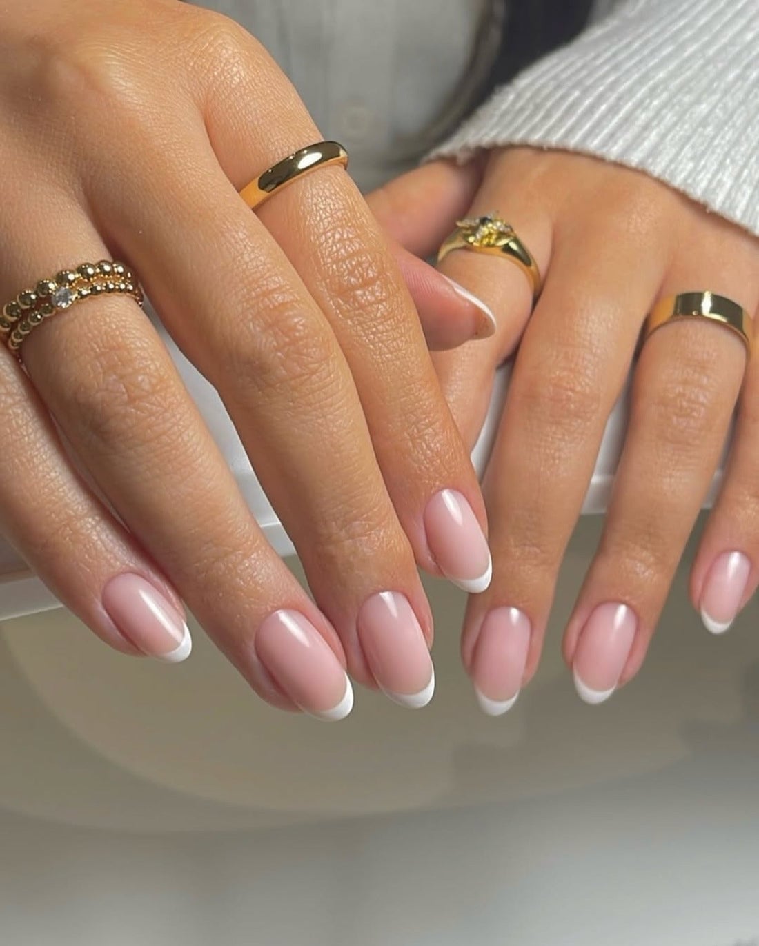 Classic Pink Nude Glossy French Almond Classic Pink Nude Glossy French Almond — Almond French Tip Nails