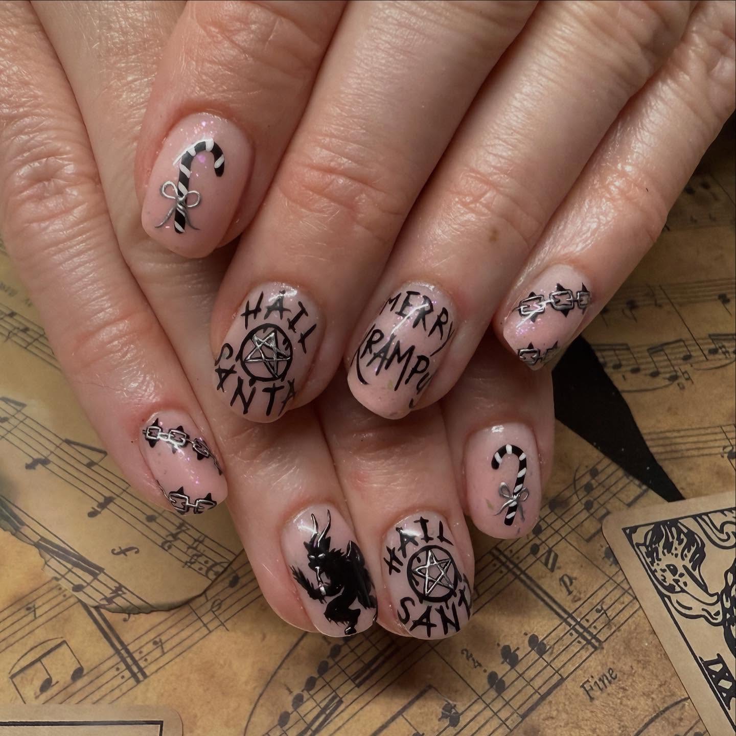 Alt Christmas Krampus & Hail Santa Nails