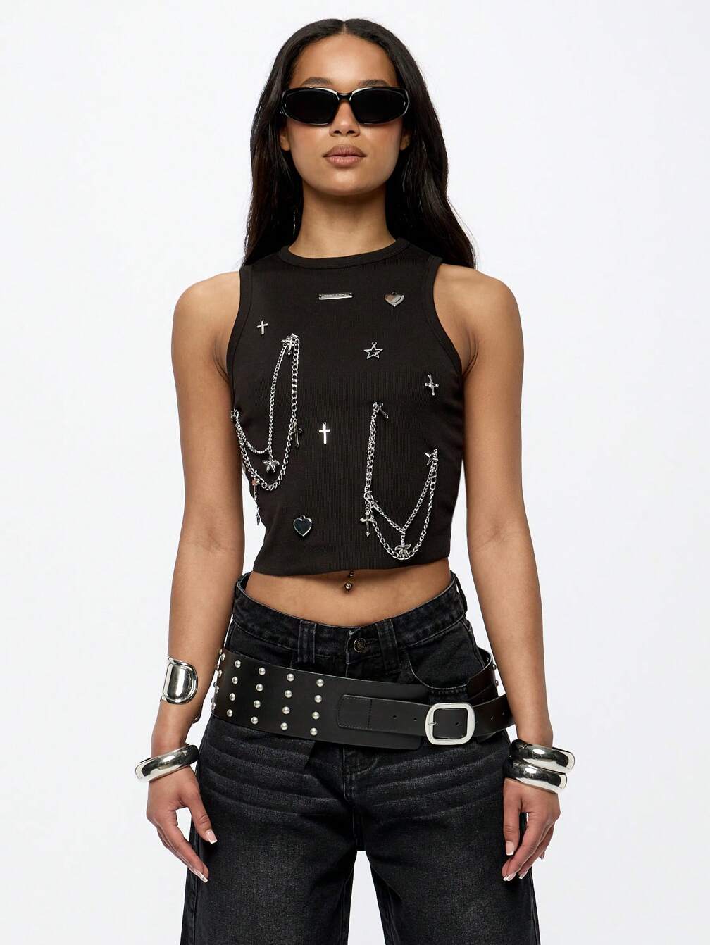 Studded Crop Top and Low-Rise Jeans Studded Crop Top and Low-Rise Jeans — Alt Outfits