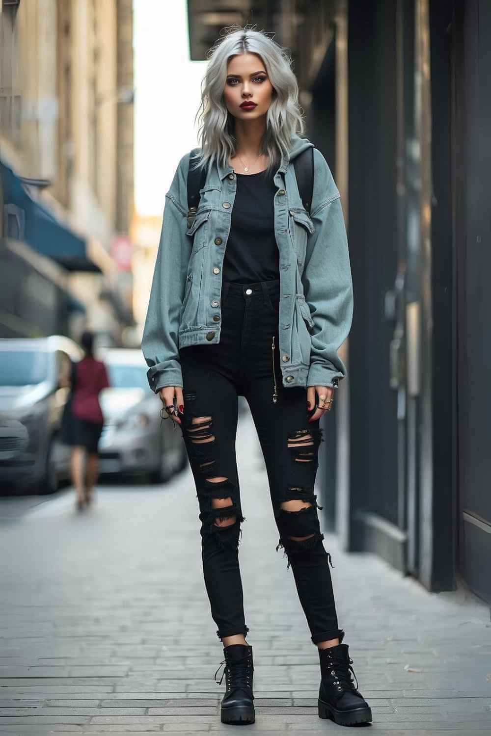 Oversized Denim Jacket and Ripped Jeans Oversized Denim Jacket and Ripped Jeans — Alt Outfits