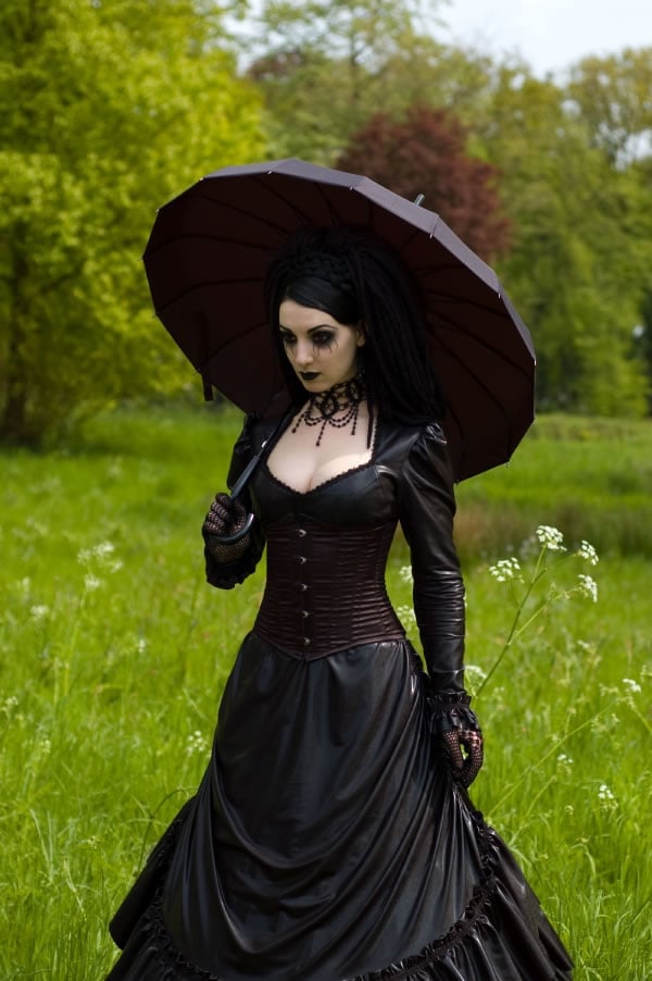 Floor Length Gothic Gown With Fitted Bodice Floor Length Gothic Gown With Fitted Bodice — Alt Style