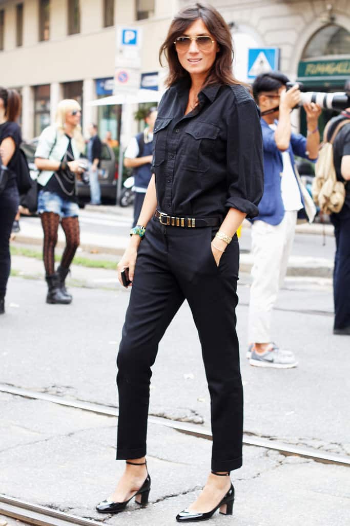 Monochromatic Black Shirt With Studded Belt Monochromatic Black Shirt With Studded Belt — Alt Style