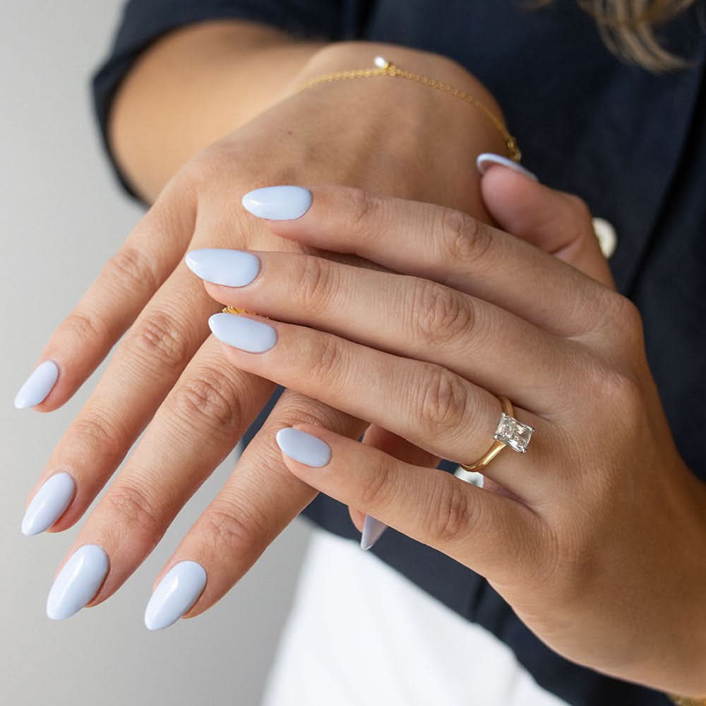 Classic Glossy Medium Oval Baby Blue Nails Classic Glossy Medium Oval Baby Blue Nails