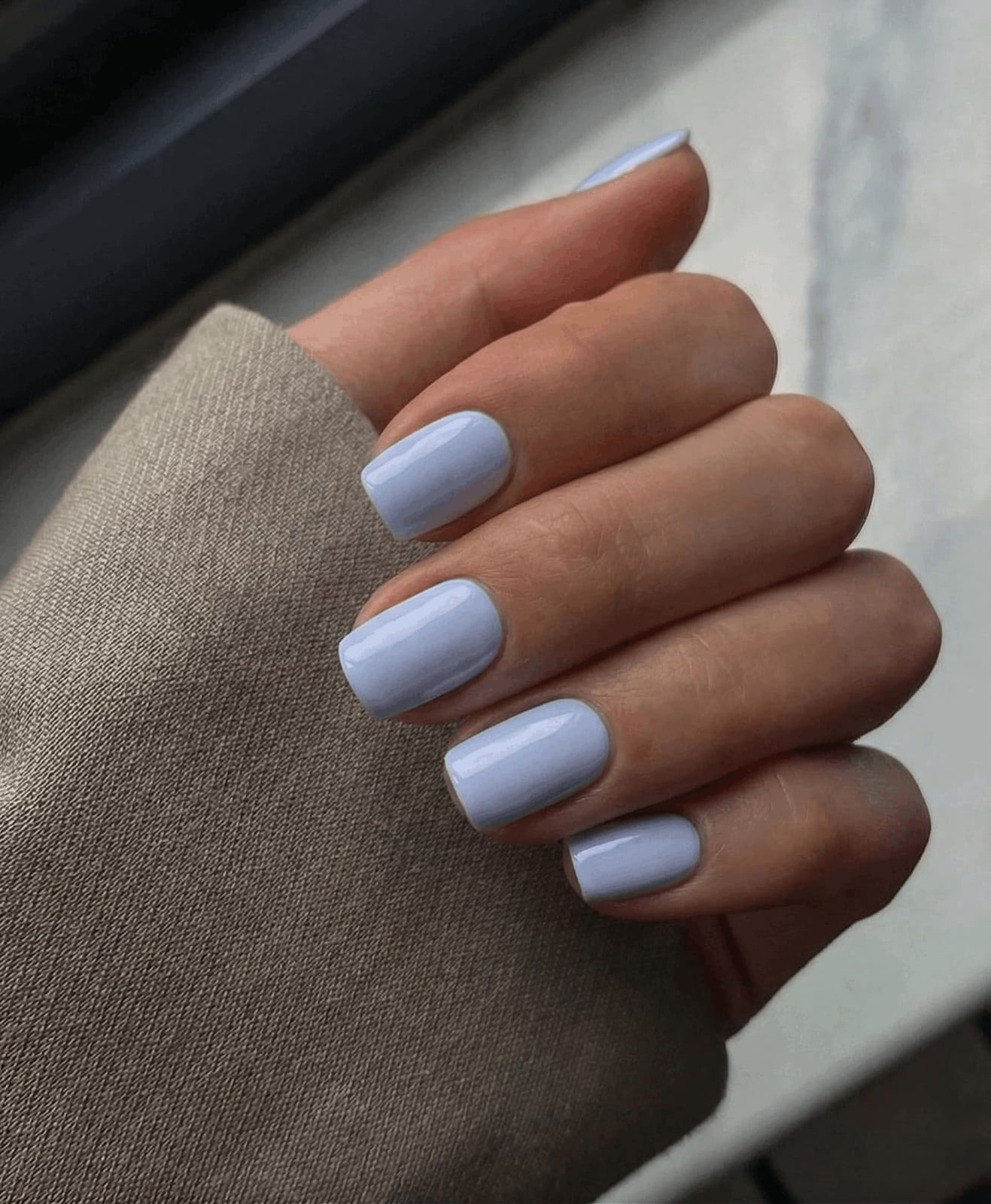 Pale Milky Blue Matte Short Square Nails Pale Milky Blue Matte Short Square Nails — Baby Blue Nails