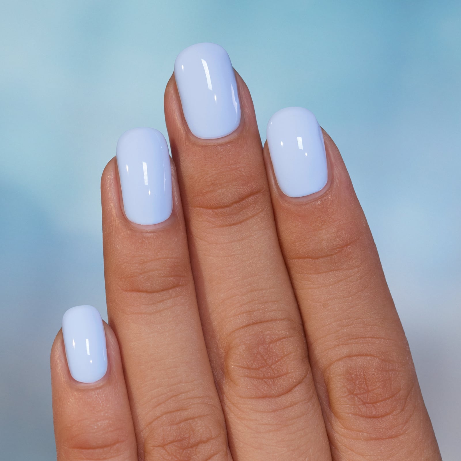 Pale Cornflower Blue Short Oval Glossy Nails Pale Cornflower Blue Short Oval Glossy Nails — Baby Blue Nails