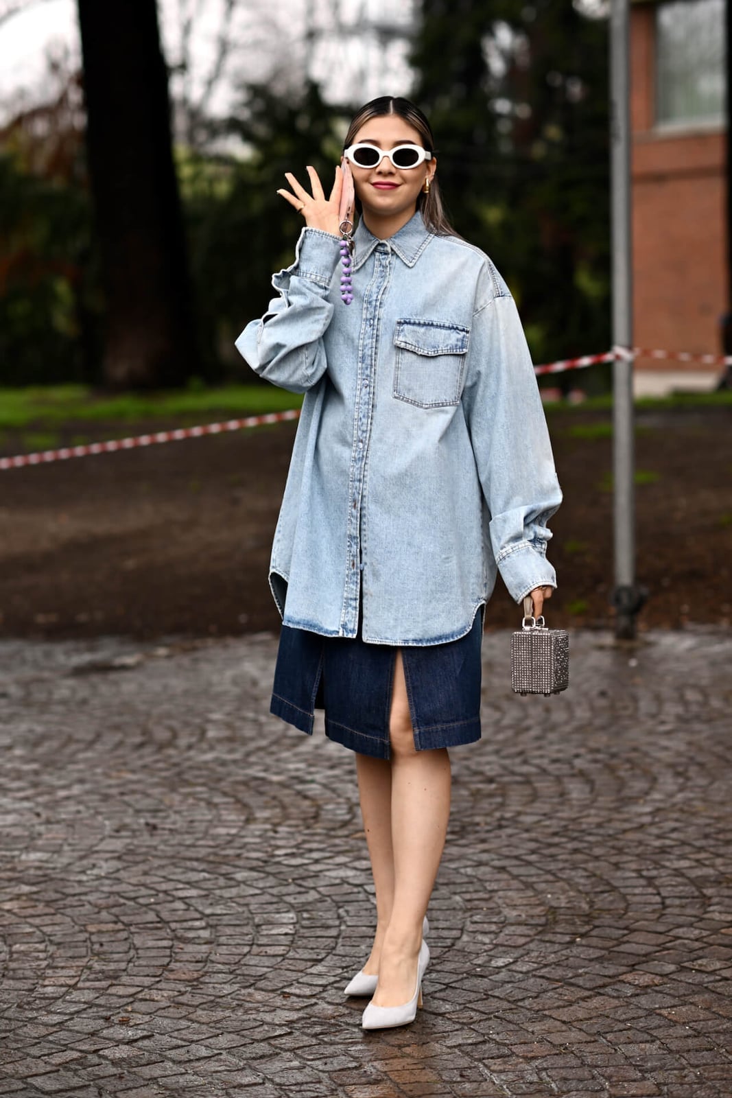 Baby Blue Wool Blend Coat Over Pink Leather Jacket Baby Blue Wool Blend Coat Over Pink Leather Jacket — Baby Blue Outfits