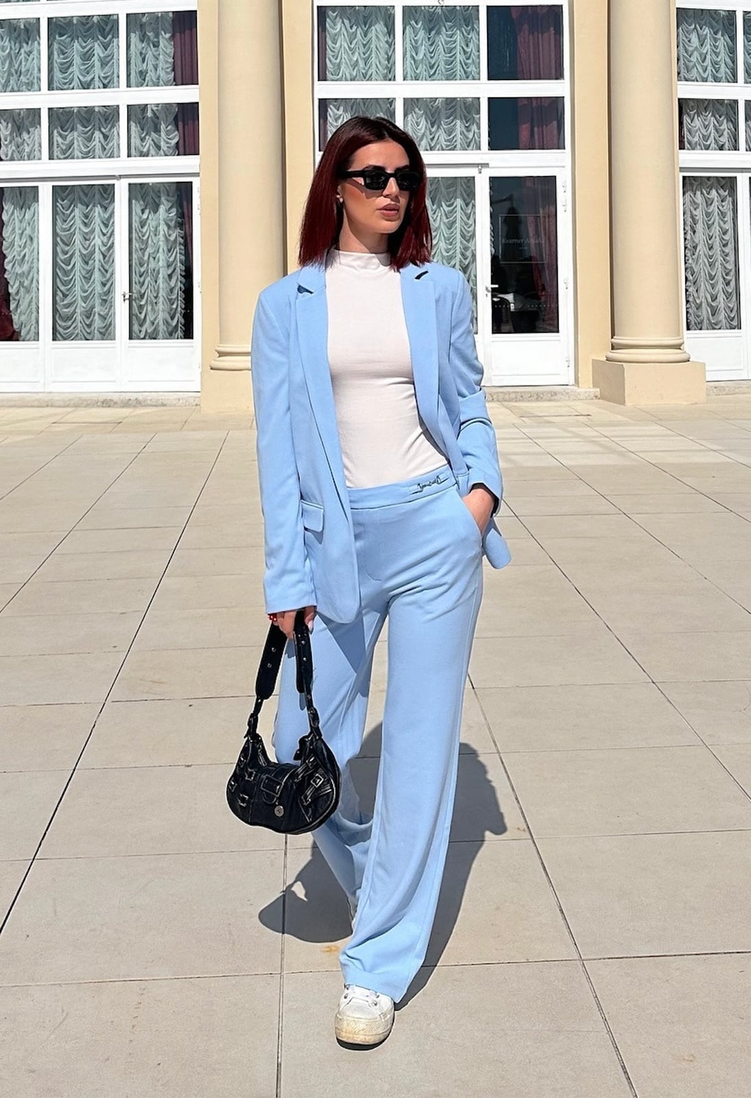 Full Baby Blue Oversized Suit with White Top Full Baby Blue Oversized Suit with White Top — Baby Blue Outfits