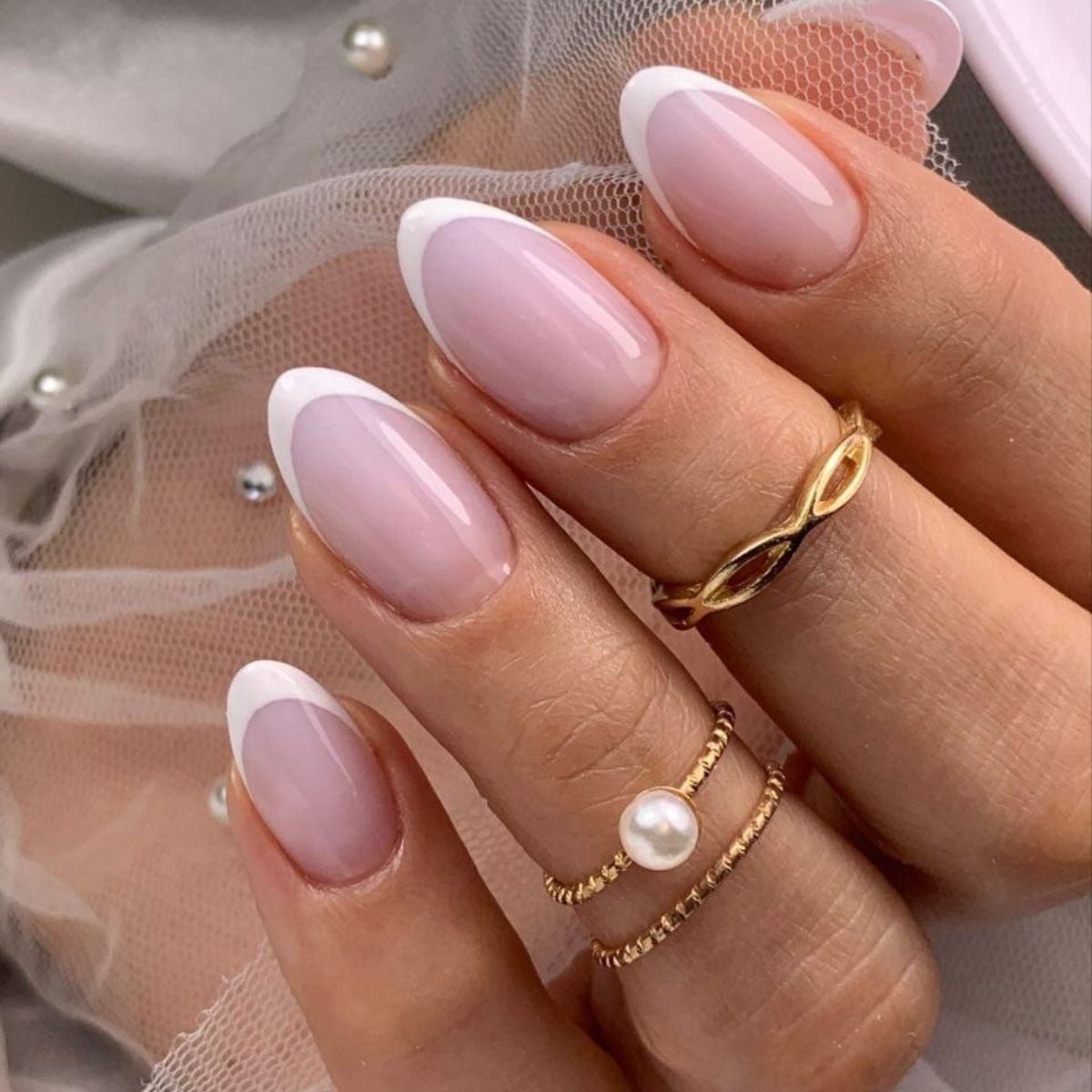 Milky Pink French Almond Nails Milky Pink French Almond Nails — Baby Pink Nails