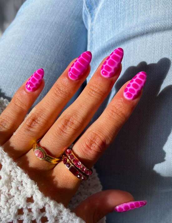 Hot Pink Reptile Skin Almond Nails Hot Pink Reptile Skin Almond Nails — Baddie Nails