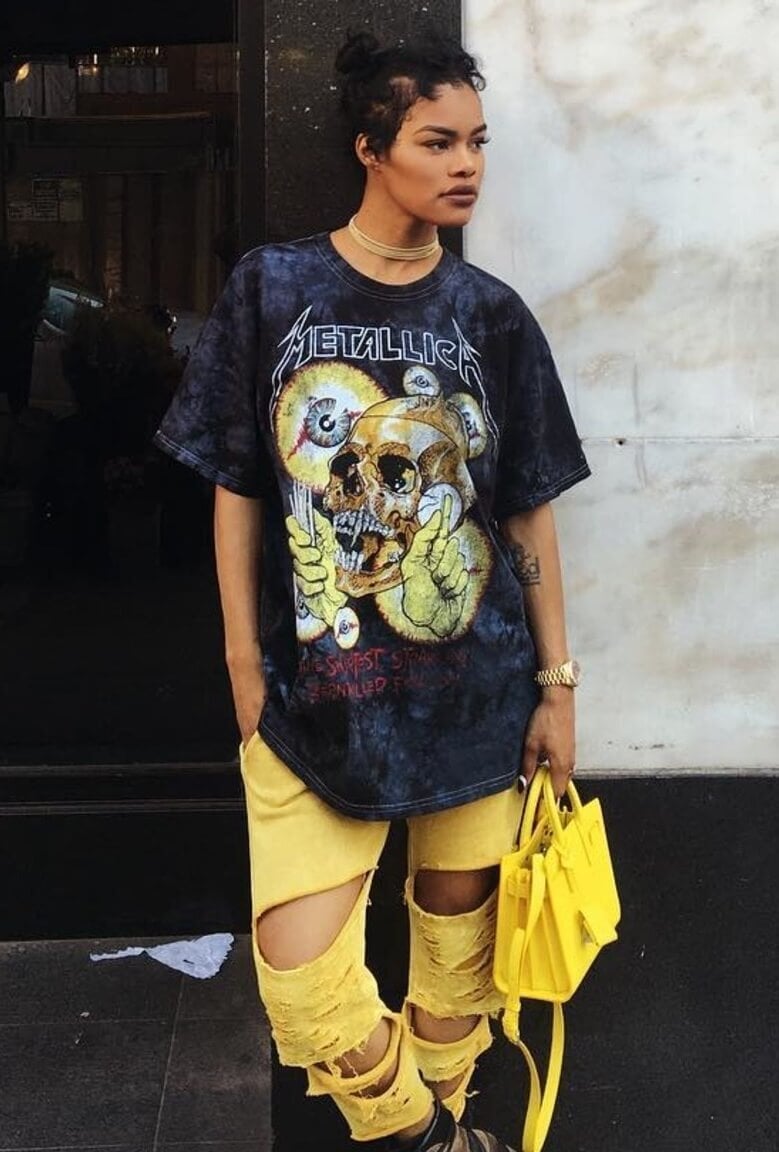 Casual Skull Graphic Tee Ripped Wide-Leg Pants Casual Skull Graphic Tee Ripped Wide-Leg Pants — Baddie Outfits